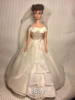 Vintage Barbie #6 6 Ponytail Brunette DELICIOUS CREATURE in BRIDES DREAM