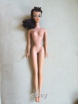 Vintage Barbie Brunette #4 Ponytail Doll withcurly bangs original Mattel Lovely