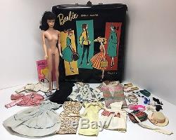 Vintage Barbie Brunette #5 PONYTAIL ORIGINAL With Case, Stand, Accessories