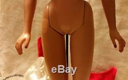 Vintage Barbie Brunette Ponytail 1963 with Stand Red Bathing Suit and Dress