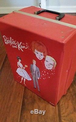 Vintage Barbie Case with 1960 Ken, 1959 Barbie, Midge & Skipper + Lots of Extras