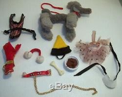 Vintage Barbie Dog'n Duds #1613 Wooly Gray Poodle & Accessories 1964