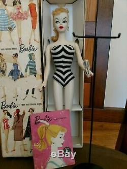 Vintage Barbie Doll #2 Blonde Ponytail Looks New! Pure Alabaster Body! Rare