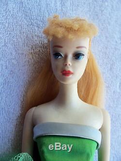 Vintage Barbie Doll #3 Blonde Ponytail Prom Dress 1963 1964 #951 Satin Gown