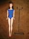 Vintage Barbie Doll #5 Long Hair Brunette Ponytail -tagged Blue Helenca Swimsuit