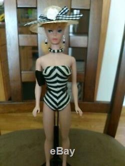 Vintage Barbie Doll #5 Ponytail Blonde Perfect & Gorgeous! Free Stand