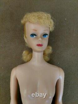 Vintage Barbie Doll Lemon Blonde Ponytail #5 Orig Box & Stand! Beautiful