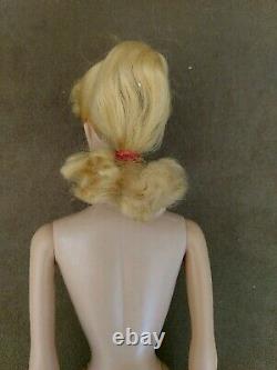 Vintage Barbie Doll Lemon Blonde Ponytail #5 Orig Box & Stand! Beautiful