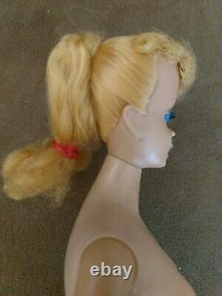 Vintage Barbie Doll Lemon Blonde Ponytail #5 Orig Box & Stand! Beautiful