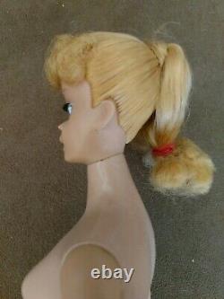 Vintage Barbie Doll Lemon Blonde Ponytail #5 Orig Box & Stand! Beautiful