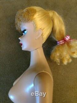 Vintage Barbie Doll Shiny Blonde Ponytail #5 Near Perfect Condition