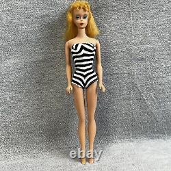 Vintage Barbie Doll TM Solid Straight Leg Body Poodle Bangs Repro Suit READ