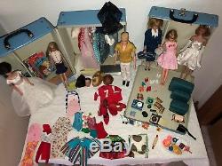 Vintage Barbie Dolls, Midge, Skipper, Ken, & Francie + Cases & MANY Accessories