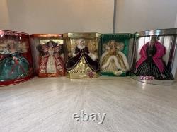 Vintage Barbie Happy Holidays 5 1994-1998 Bundle New Mattel Misprinted Errors