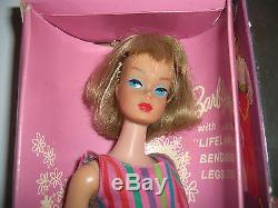 Vintage Barbie Long Hair Blonde American Girl-bend Leg-shoes & Booklet Cello-mib
