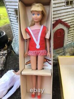 Vintage Barbie Lot Amer Girl Plat Bubble withBox Skipper withBox + FREE case, clothes