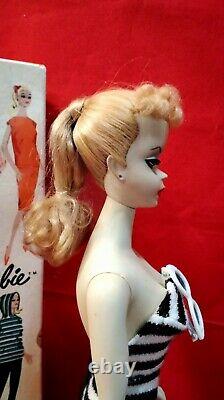 Vintage Barbie Ponytail #1 Blond, TM Box, original 1959 tm stand FREE SHIP