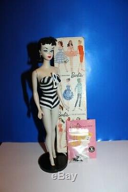 Vintage Barbie Ponytail # 1 Brunette with TM Box, Stand and booklet
