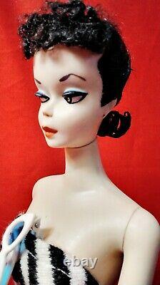 Vintage Barbie Ponytail #1 Brunette with reproduction #1 stand