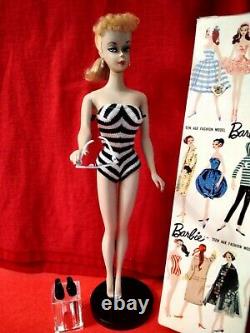 Vintage Barbie Ponytail #2 Blond TM Box and Stand
