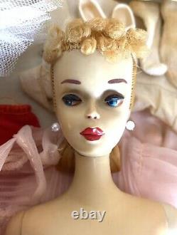 Vintage Barbie Ponytail #3 Blonde with Case & Lg Lot Blk Tag Clothes-Ex. Cond