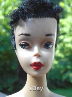 Vintage Barbie STUNNING #3 BRUNETTE PONYTAIL BARBIE BROWN EYELINER ORIG SWIMSUIT