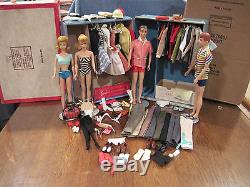 Vintage Barbie Trunk with 4 Dolls and Many Outfits