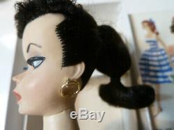 Vintage Barbie ponytail #1 TM brunette 1959 TM Box, repro stand Gene Foote