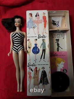 Vintage Barbie ponytail #1 brunette-TM Box with reproduction stand, 1959