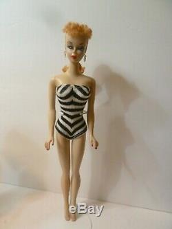 Vintage Barbie ponytail #2 blond 1959 R box and R Stand, blonde