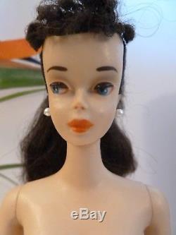 Vintage Barbie ponytail #3 brunette, TM, ORIGINAL Face paint