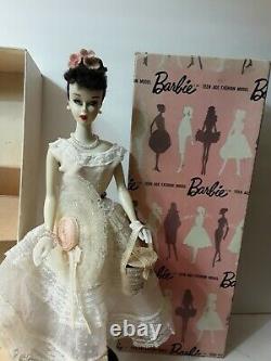 Vintage Barbie ponytail #3 brunette updo pink silhouette TM box plantation belle