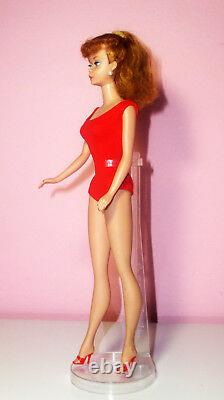 Vintage Beautifiul Barbie Ponytail #6 Model #850 Titian Hair OSS Red Mules ExcCo