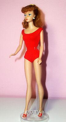 Vintage Beautifiul Barbie Ponytail #6 Model #850 Titian Hair OSS Red Mules ExcCo