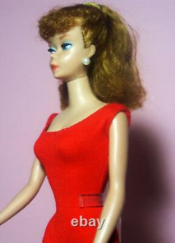 Vintage Beautifiul Barbie Ponytail #6 Model #850 Titian Hair OSS Red Mules ExcCo