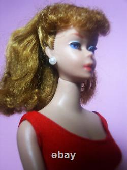 Vintage Beautifiul Barbie Ponytail #6 Model #850 Titian Hair OSS Red Mules ExcCo