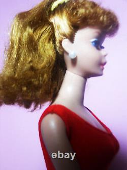 Vintage Beautifiul Barbie Ponytail #6 Model #850 Titian Hair OSS Red Mules ExcCo