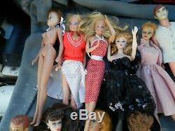 Vintage Bild Lilly, Bubble Barbie, Ken Dolls Lot Of 16 Plus Cases, Clothes Accessor