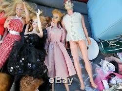 Vintage Bild Lilly, Bubble Barbie, Ken Dolls Lot Of 16 Plus Cases, Clothes Accessor