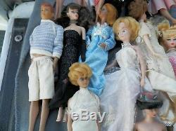 Vintage Bild Lilly, Bubble Barbie, Ken Dolls Lot Of 16 Plus Cases, Clothes Accessor