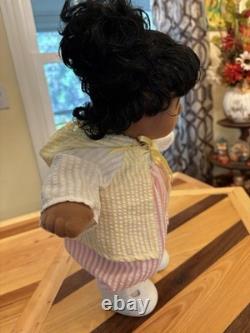 Vintage Black My Child Doll with Curly Hair Original Outfit and Accessories EC