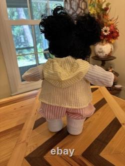 Vintage Black My Child Doll with Curly Hair Original Outfit and Accessories EC