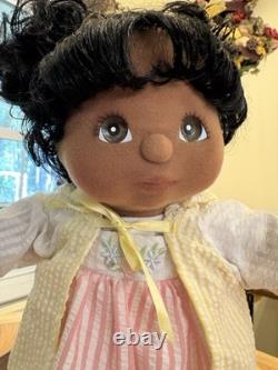 Vintage Black My Child Doll with Curly Hair Original Outfit and Accessories EC
