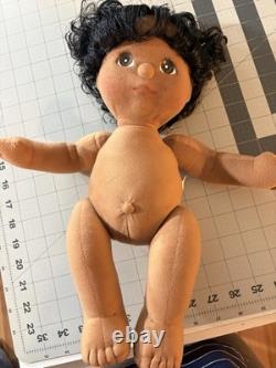 Vintage Black My Child Doll with Curly Hair Original Outfit and Accessories EC