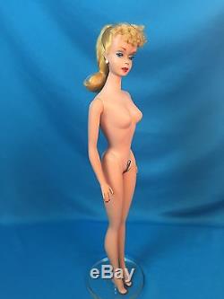Vintage Blonde #4 Ponytail Barbie Doll All Original With Zebra Swimsuit