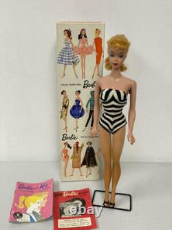 Vintage Blonde #4 Solid Body Ponytail Barbie With Box, Stand