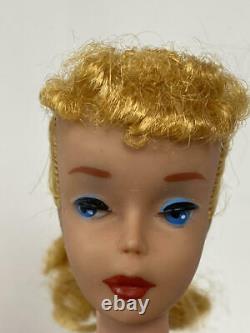 Vintage Blonde #4 Solid Body Ponytail Barbie With Box, Stand