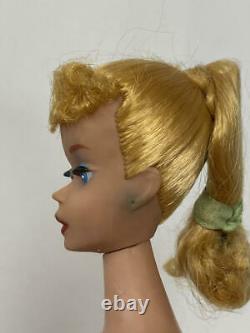 Vintage Blonde #4 Solid Body Ponytail Barbie With Box, Stand