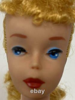 Vintage Blonde #4 Solid Body Ponytail Barbie With Box, Stand