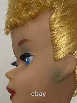 Vintage Blonde #4 Solid Body Ponytail Barbie With Box, Stand